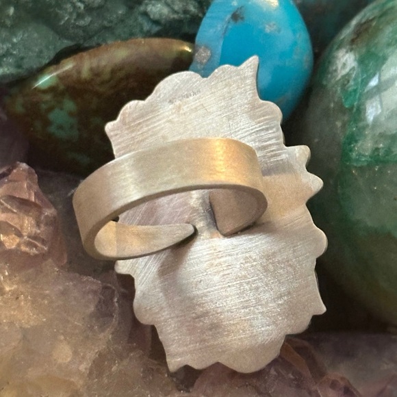 Turquoise southwestern sterling silver adjustable ring - Picture 3 of 9